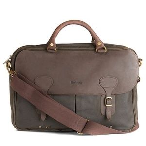 Barbour Waxed Cotton and Leather Briefcase